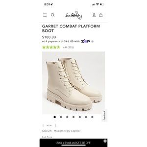 Sam Edelman Ivory Combat Platform Boots